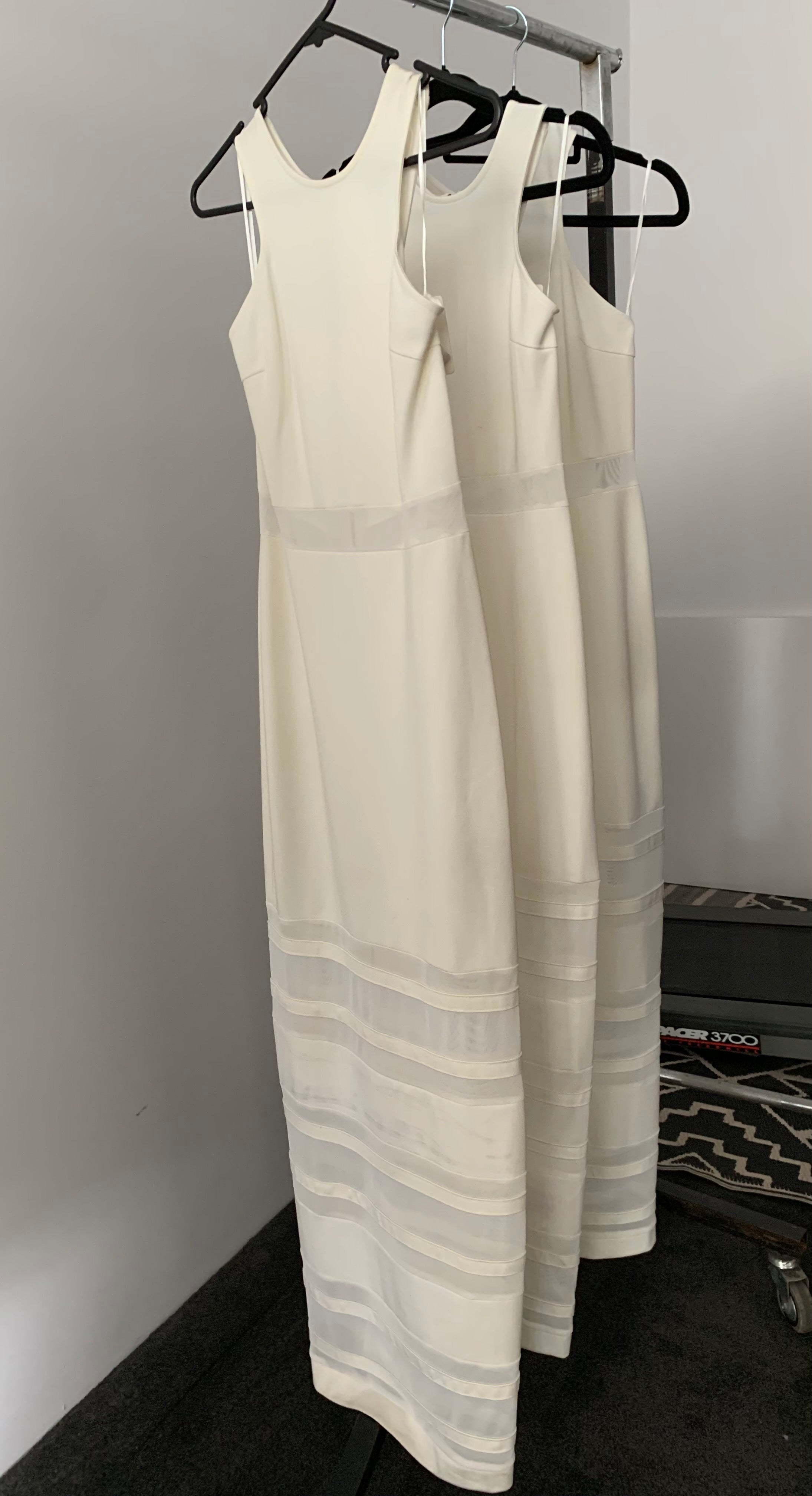 Cream Mesh Panelled Maxi Dress