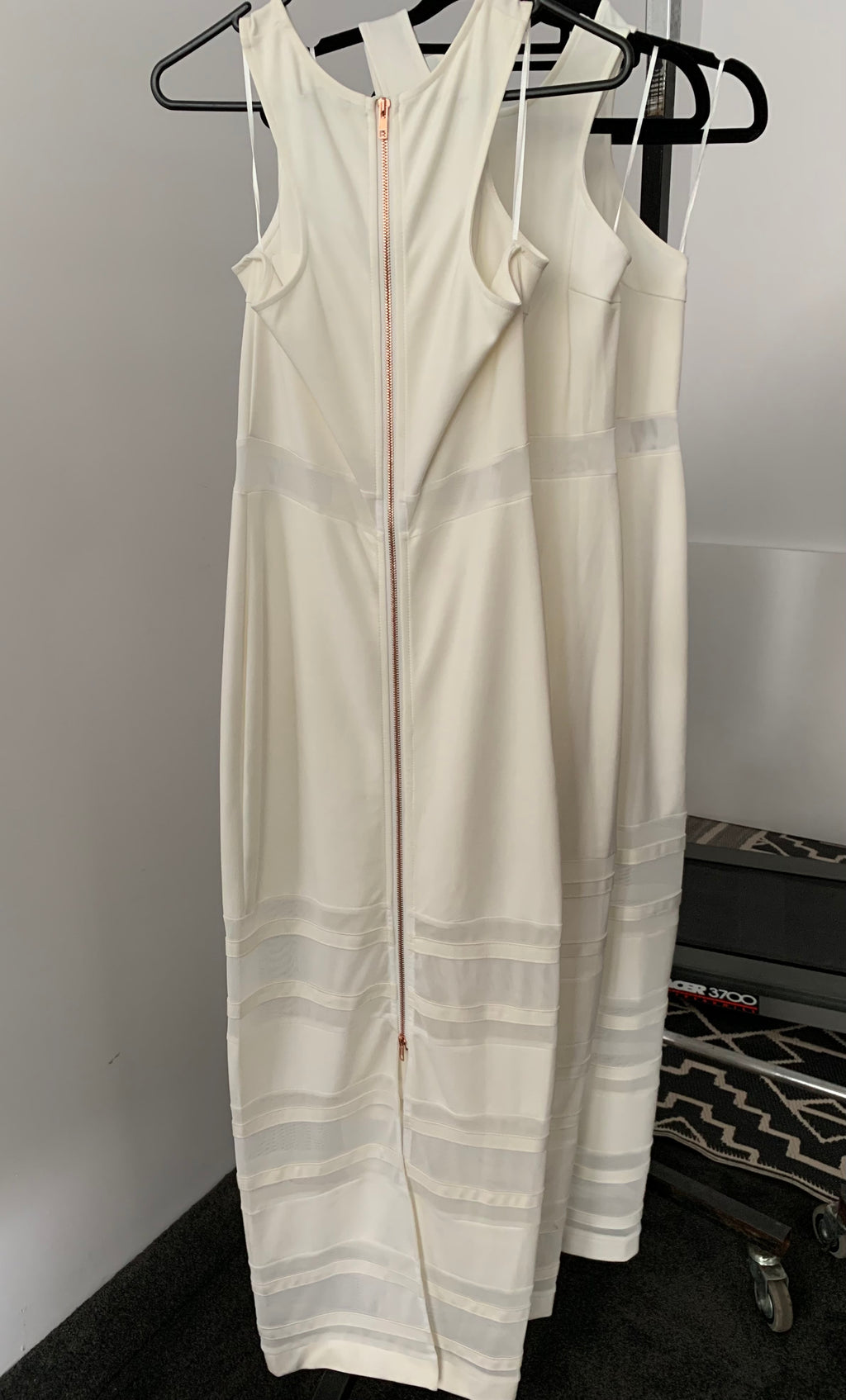 Cream Mesh Panelled Maxi Dress